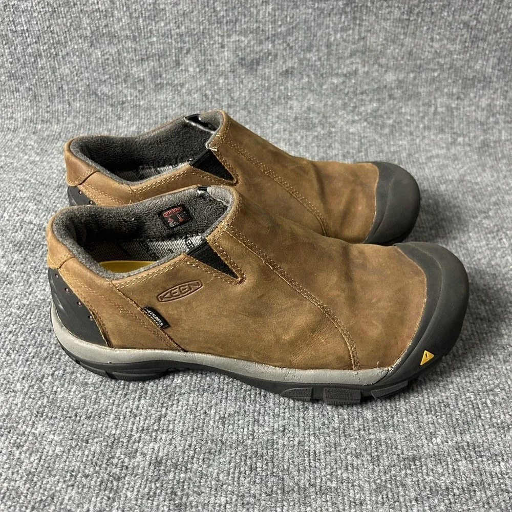 Keen Shoes Mens Size 11 Brown Leather Waterproof Slip On Lined Outdoor
